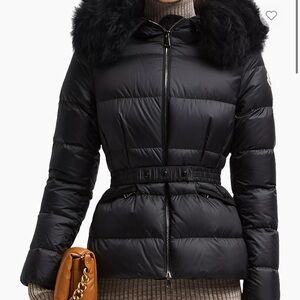 New Moncler Black Puffer Jacket with Fur Hood